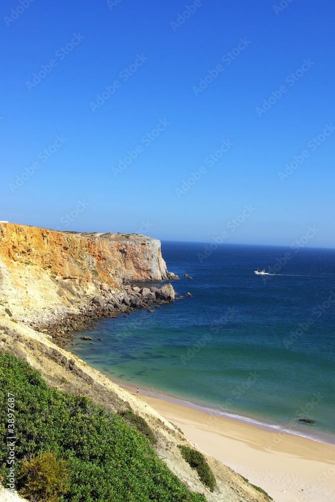 Mareta bay and cape in Sagres, Algarve, Portugal.