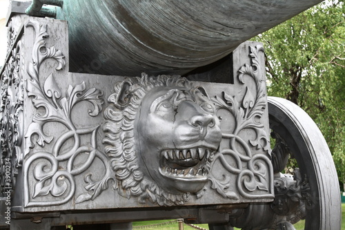 Fragment of historic gun in Kremlin, Russia