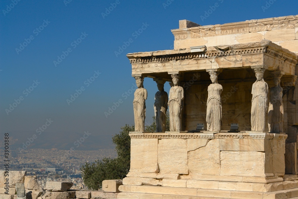 Porch of the caryatids, in Athens akropolis