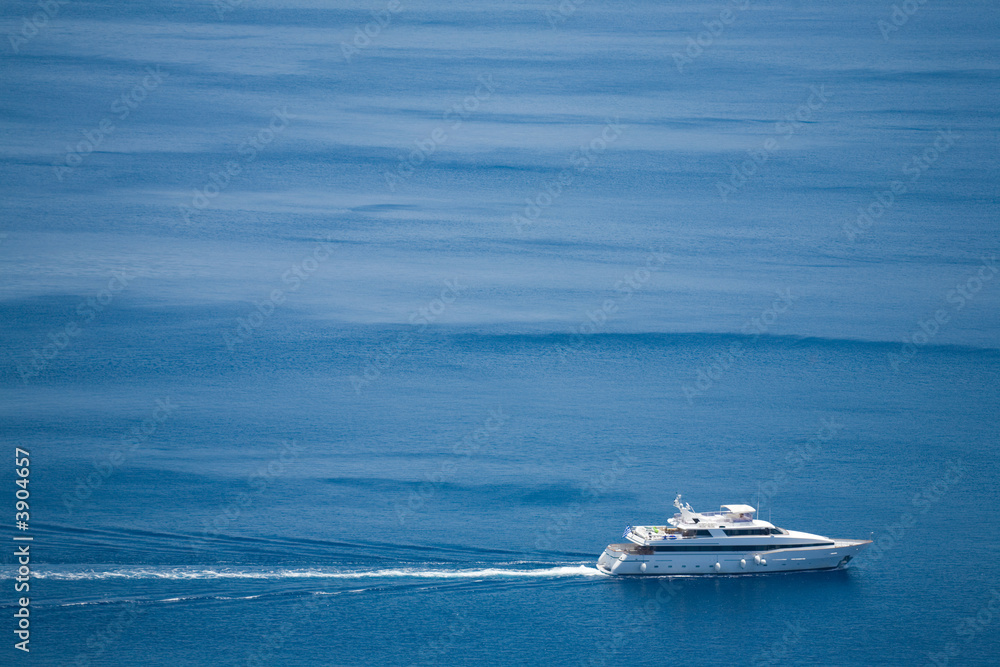 A luxurous ship (yacht) sailing in the sea