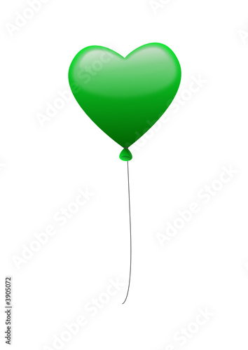 Un ballon vert en forme de coeur