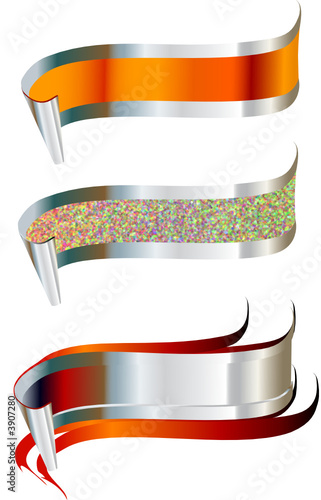 Etiquette or Banners with gold and Silver bands - VECTOR
