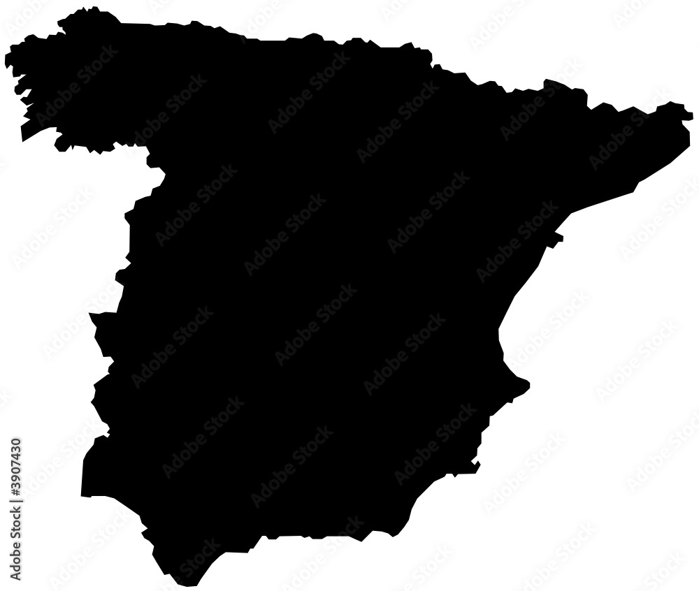 Carte d'Espagne simple noire