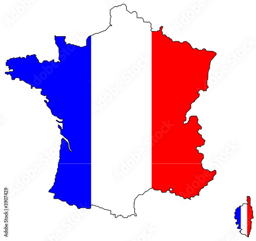 Carte de France avec couleurs du drapeau