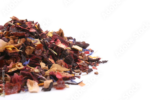pile of fruity tea isolated on white
