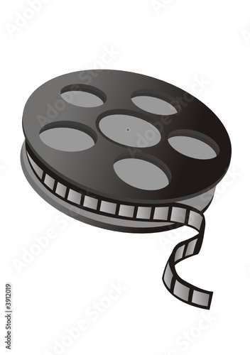 Film reel over white background