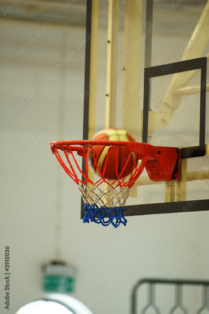 Basketball swishing through the hoop