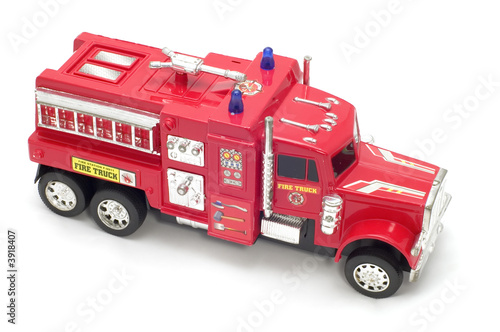 series object on white - toy fire-engine