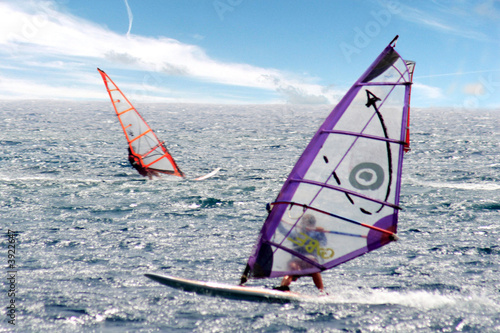 pair of windsurfers off lanzarote © Mike Price