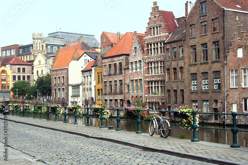 Empty riverside in Gent city, Belgium