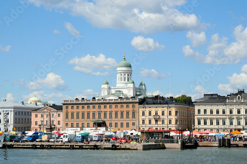 View from the sea on Helsinki harbor, Finland