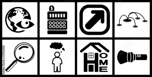 a set of black web icons