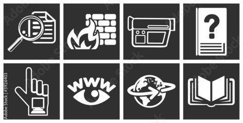 a set of white web icons