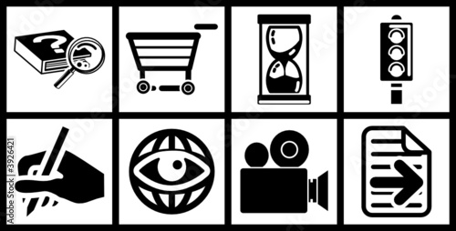 a set of black web icons
