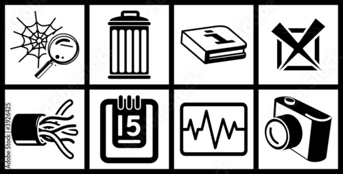  a set of black web icons