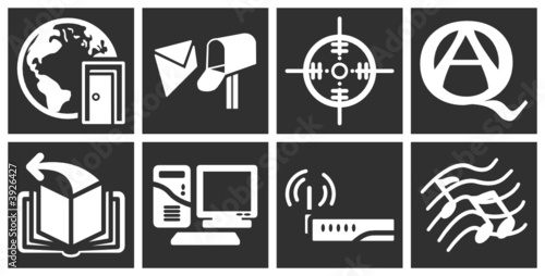 a set of white web icons