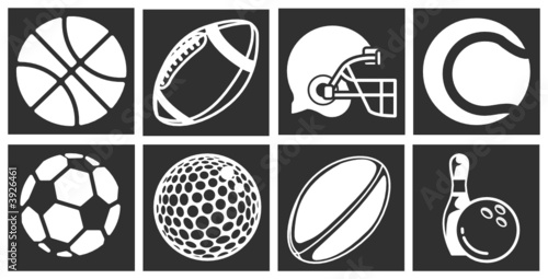 series of icons or design elements relating to sports