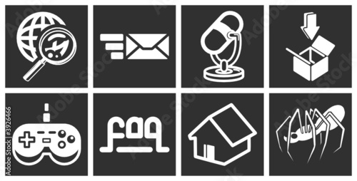 a set of white web icons