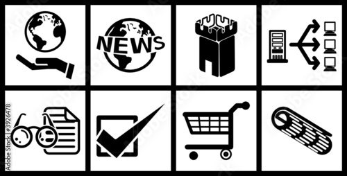  a set of black web icons
