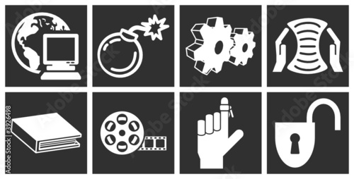 a set of white web icons