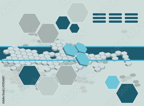 Background featuring hexagons.