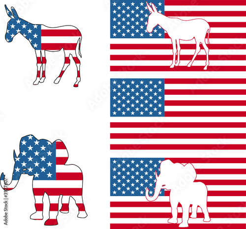 The democrat and republican symbols