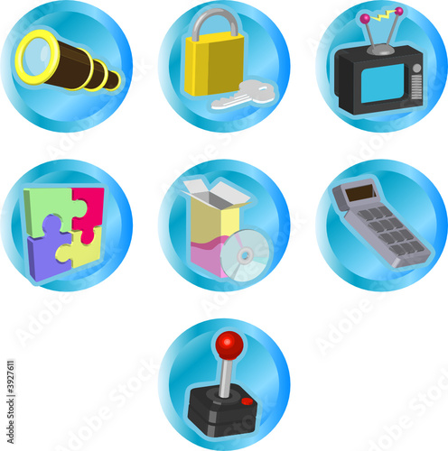 color icon set or design elements relating to web and computing