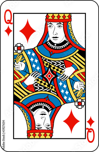 Queen of diamonds from deck of playing cards