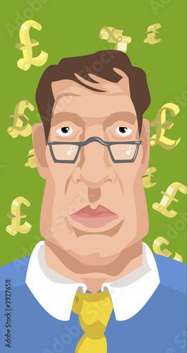  business man with dollars or pounds (in layers)
