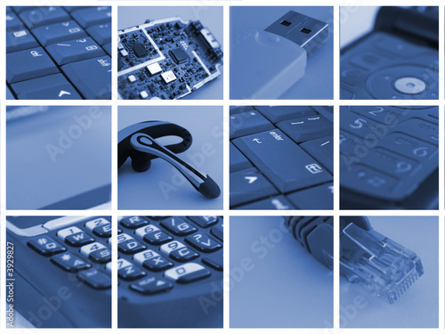 collage of technological and communication devices