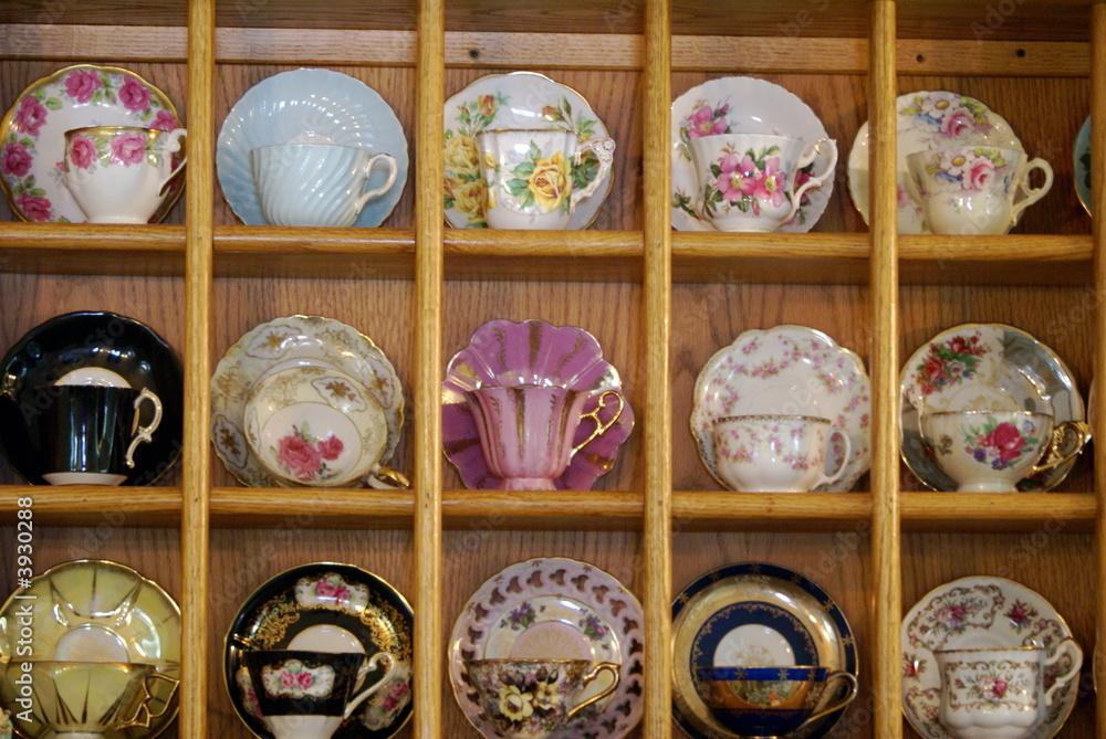 custom made wallpaper toronto digitalShelves of fine china cups and saucers