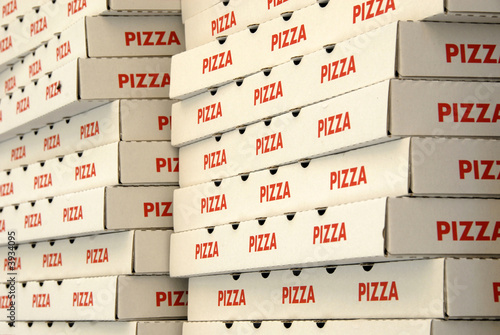 Pizza boxes from a take away Pizzeria