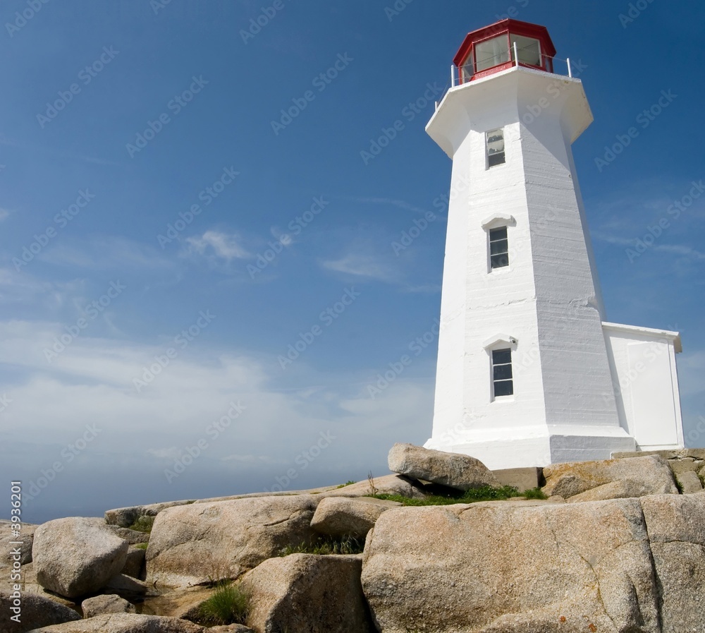 The landmark lighthouse at Peggys Cove, Nova Scotia.
