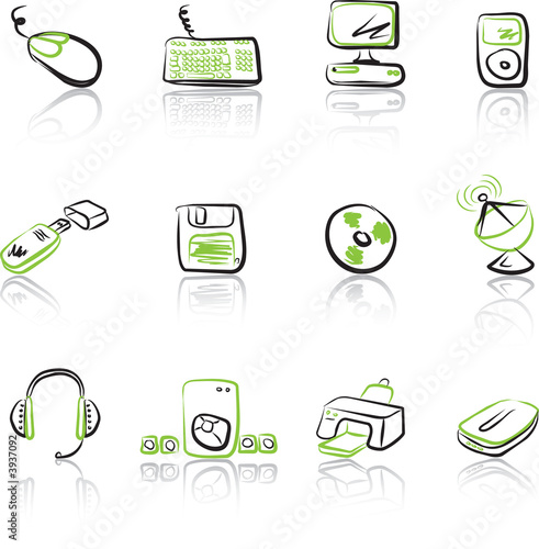 Computer & Data I Black & Green icons set