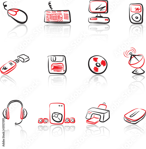 Computer & Data I Black & Red icons set