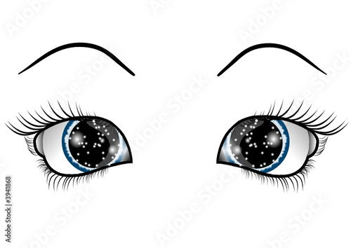 The stars reflect in the eyes