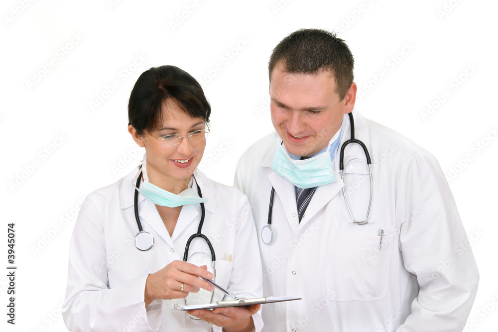 Two doctors talking. Two doctors talking.