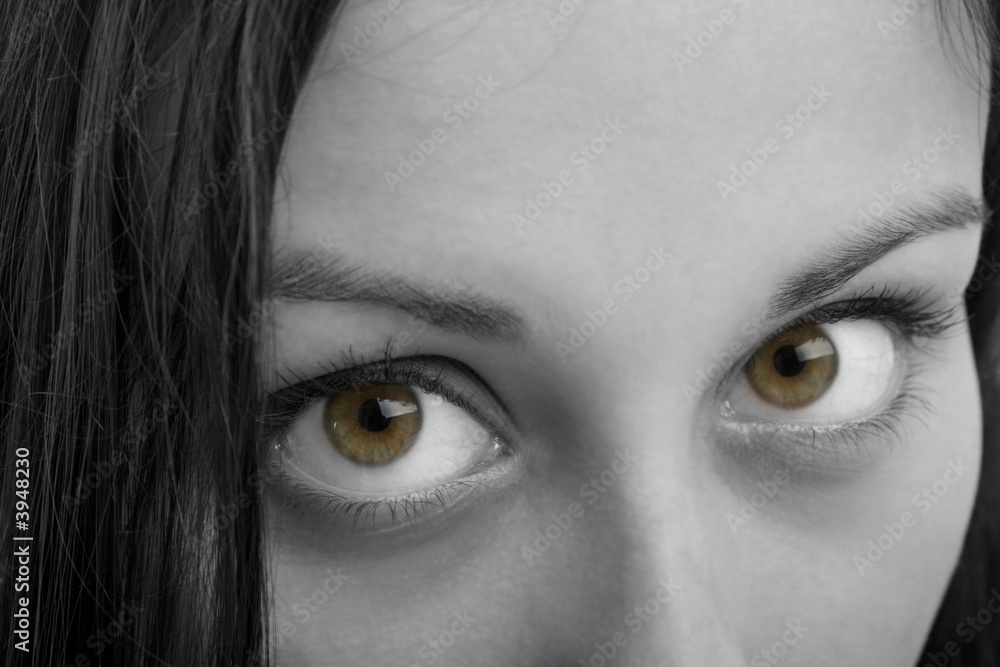 Beautiful Brown Eyes Over Black & White Face Beautiful Brown Eyes Over Black & White Face