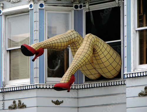 Dummy legs at window, San Francisco, California