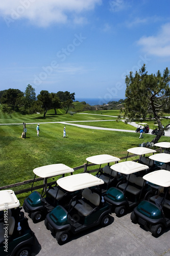Golf carts on beautiful golf course