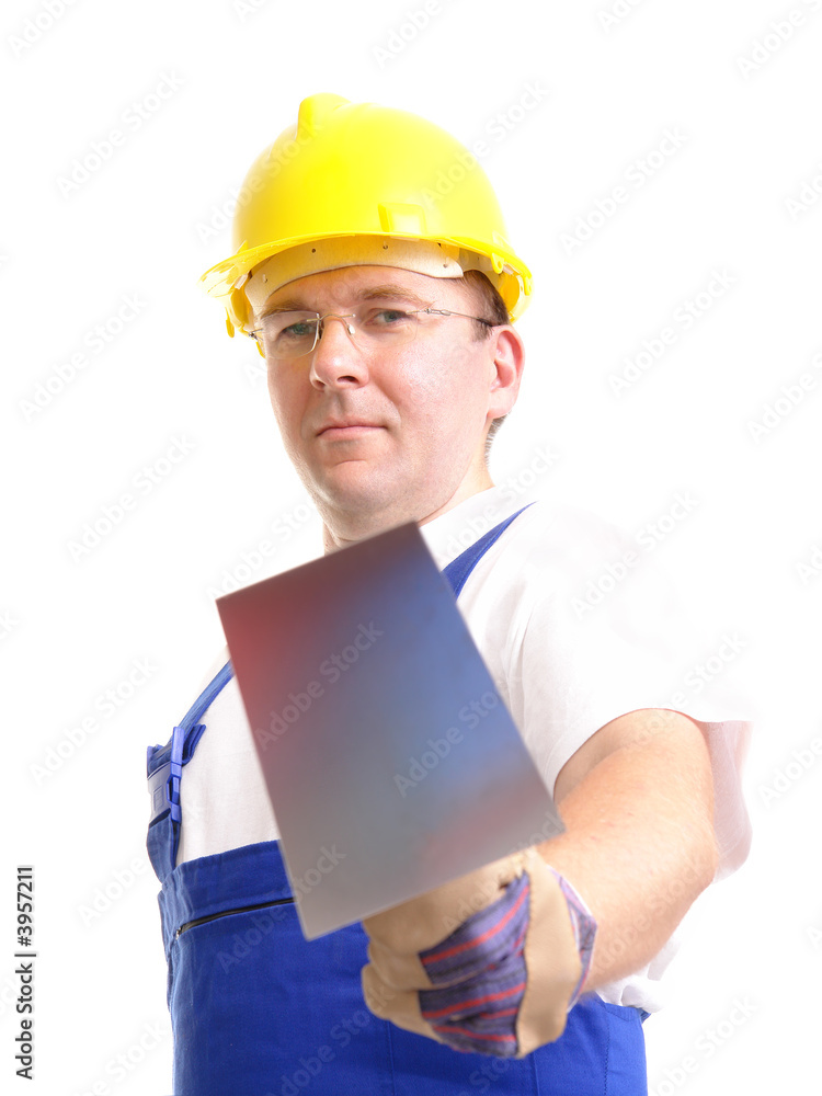 Builder with trowel Builder with trowel