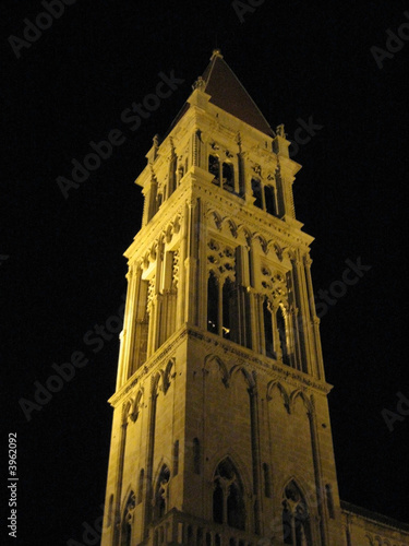 trogir cathedral tower in night