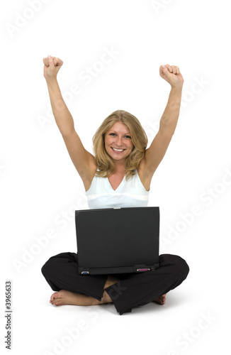 Woman with laptop.