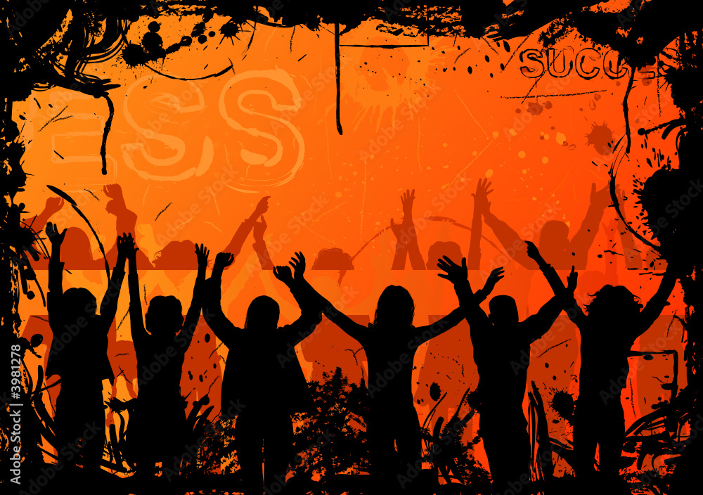 Grunge background with jumping silhouettes, vector Grunge background with jumping silhouettes, vector