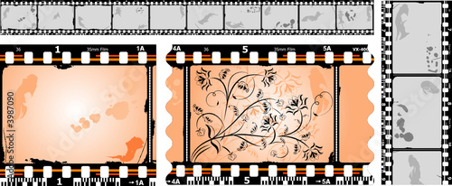 Photographic film with flower background, vector illustration