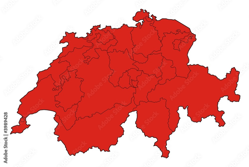 Schweiz mit Kantonsgrenzen Stock-Illustration  Adobe Stock