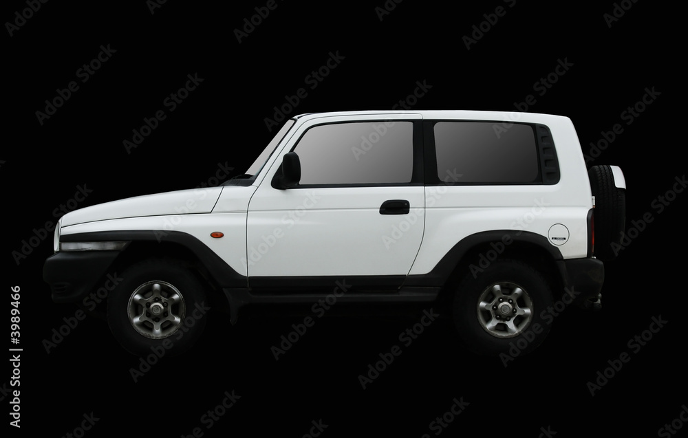 Isolated white jeep