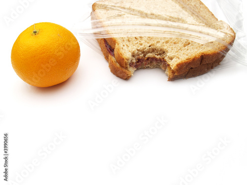 lunch - sandwich and orange photo