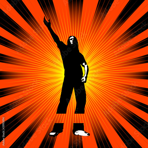 Male with arms raised