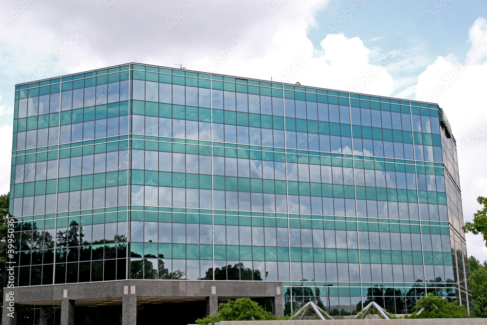 Green and Blue Glass Building